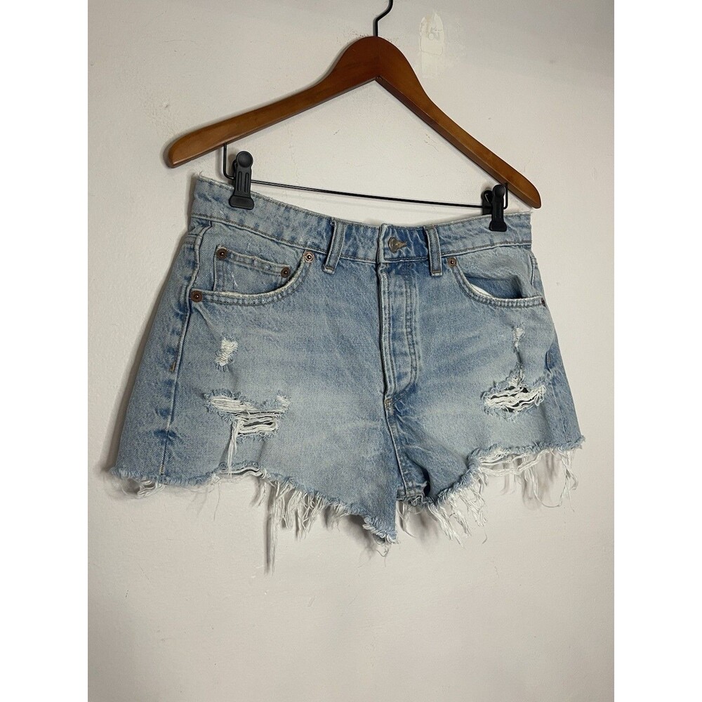 ZARA Shorts size 8 Denim Blue Light Wash Cut Off